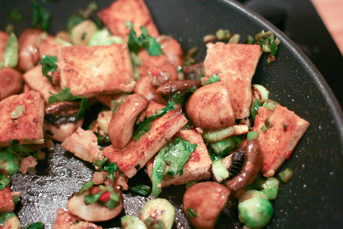 Tofu and Brussels Sprouts Stir Fry