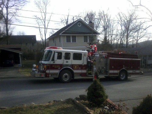 Santa Claus On A Fire Truck! Made My Day!