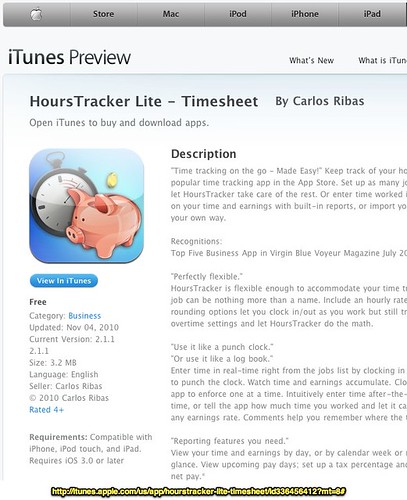 HoursTracker Lite - Timesheet for iPhone, iPod touch, and iPad on the iTunes App Store