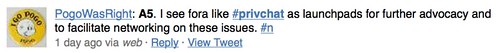 I see fora like #privchat as launchpads for further advocacy and to facilitate networking on these issues