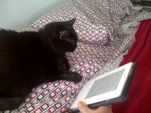 Maunzy loves reading her Kindle