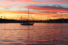 Marina Del Rey boat and dazzling sunset