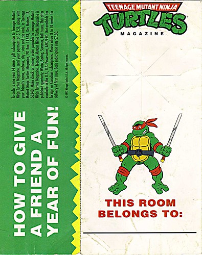 "Teenage Mutant Ninja Turtles" Magazine - 'GIVE A FRIEND A YEAR OF FUN!' - door hanger i (( 1992 ))