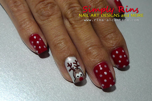 Christmas Nail Art Santa and Rudolph 02