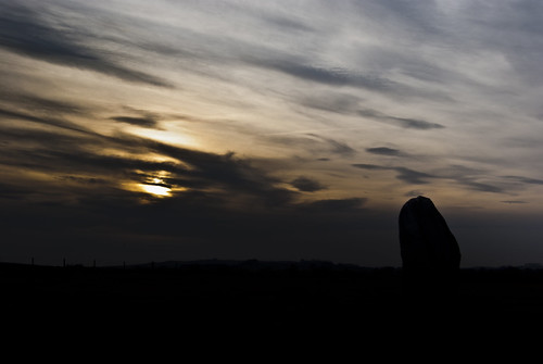 Sunset Stone at Avebury - Copyright R.Weal 2010