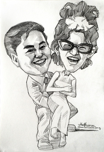 wedding couple caricatures in pencil 06012011