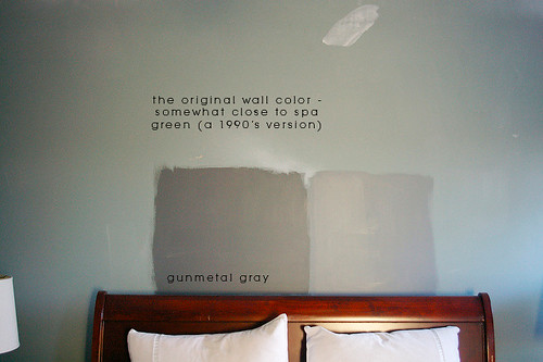 The walls will be gunmetal gray and there will be spa green as the secondary