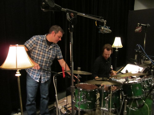 Geoff and John tuning up the kit.