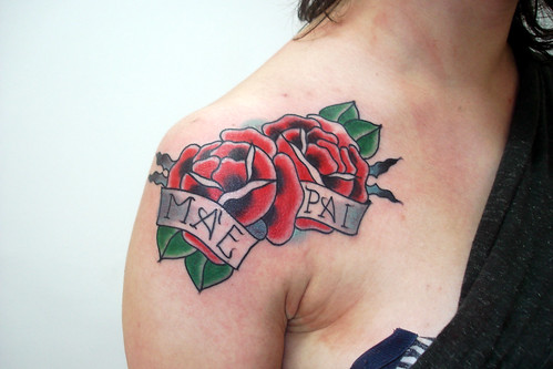 Roses Tattoo on Girl Shoulder  