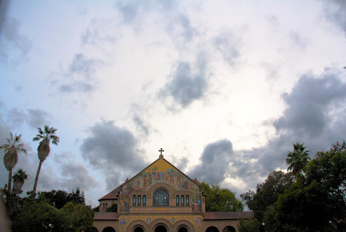 Clouds over Stanford chapel HDR
