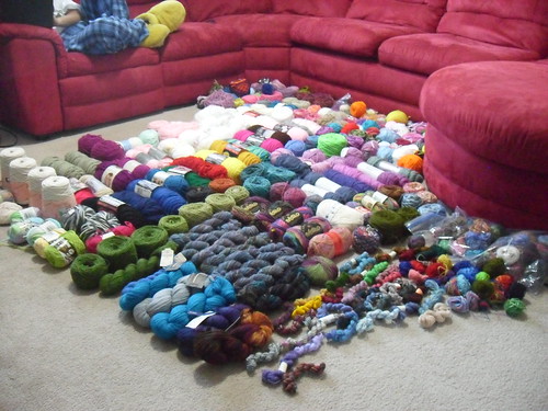 huge big large pile of yarn stash at Tyler Handmade