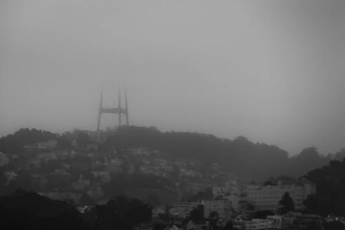 Sutro Tower disappears into the fog