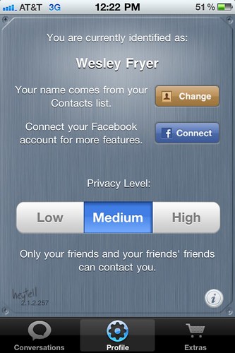 Privacy Options for HeyTell