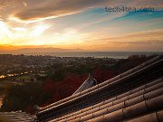 Golden sunset along the coast of Lake Biwa