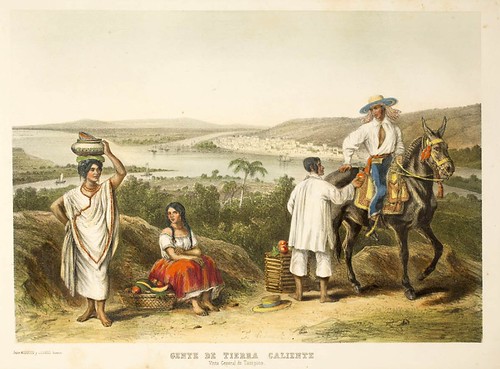 015-Gente de Tierra Caliente vista general de Tampico- Album Pintoresco de la Republica Mexicana 1850