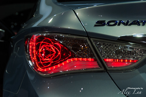 Hyundai Sonata Hybrid Tail Lights. Atom shaped tail light of the