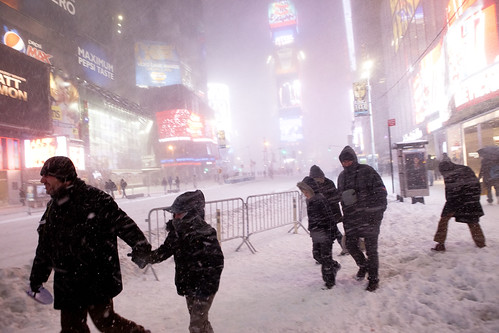 Trekking Times Square - New York Blizzard Snowstorm Blargfest