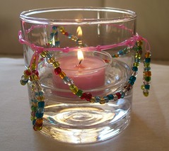 Candle Holder w/ Bead Bunting, lit