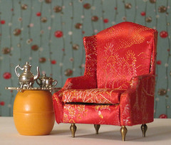 brocade wing chair