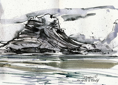 Norwegian sketches from moving boat