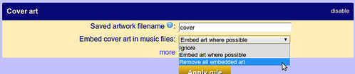 Choose the 'Remove all embedded art' rule to remove the art from MP3s