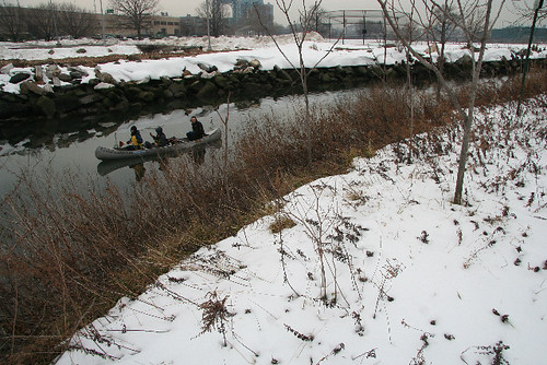 paddling bronx kill in the snow