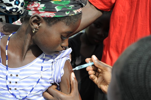 Young girl receives MenAfriVac™ shot in Burkina Faso