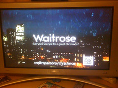 Managed to capture the screen with QR code in Waitrose ad - but no hope of successful decoding from this