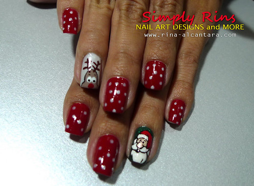 Christmas Nail Art Santa and Rudolph 04