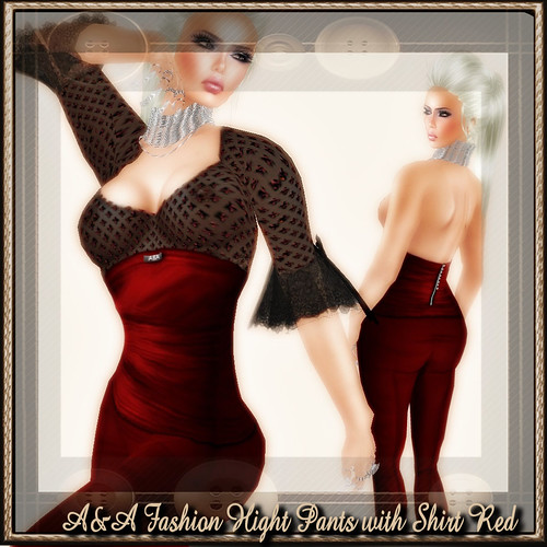 A&A Fashion Hight Pants with Shirt Red
