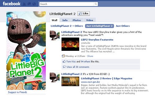 LittleBigPlanet 2 Facebook page