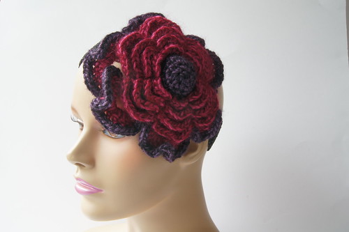 Crochet Headband with Giant rose