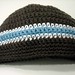 Baby Boy Beanie Hat Crochet Chocolate Brown with Blue Stripe ANY SIZE