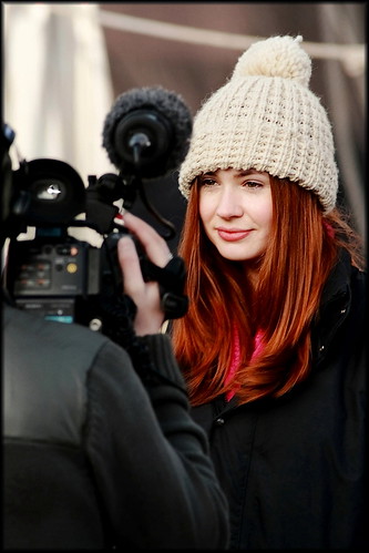 Karen Gillan Amy Pond Filming Dr Who Confidential in Charlestown by The 
