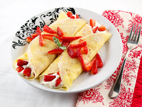 Strawberry White Chocolate Mousse Crepes