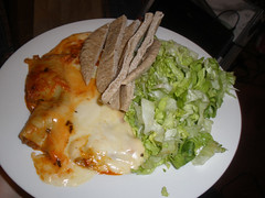 Tesco beef cannelloni with salad and pitta bread fingers