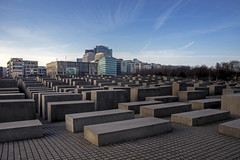 berlin holocaust memorial with potsdamer platz behind