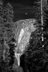Moon and Vernal Fall, Yosemite, CA, USA