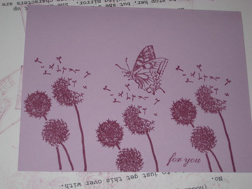 Day 62:  Purple Butterfly Dandelion Notecard