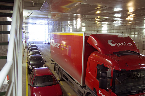 Cars and trucks on the ferry
