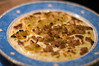 polenta with turkey sausage and caramelized onions + garlic