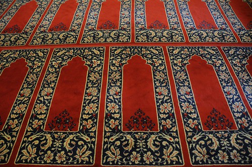 Continuous carpets all facing Mecca