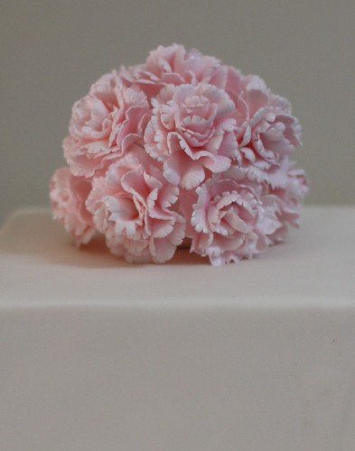 Pom pom of pink carnations by Louisa Morris Cakes