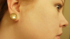 24k gold plated button earring