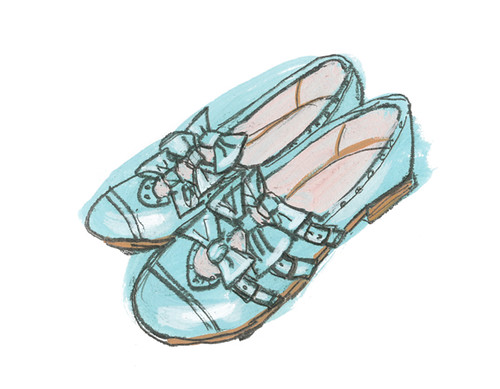 Blue Lolita Bow Shoes