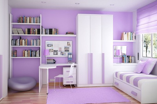 color coordinated compact purple room -www.renttoown.ph