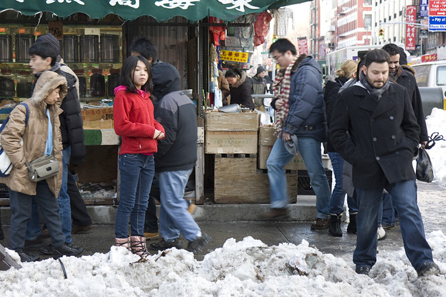 Snow, in Chinatown NYC