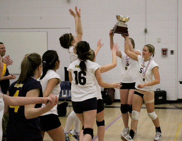 DHS Senior Girls celebrate with their NorWOSSA Championship Trophy