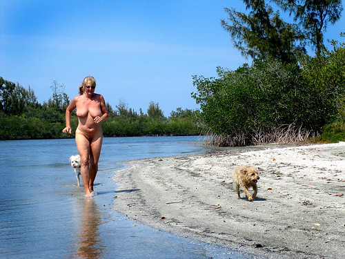 shocking bound naked in public nudity pics: dogs, island, nudist, nude