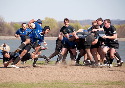 Rugby Match: Eluding a Tackler